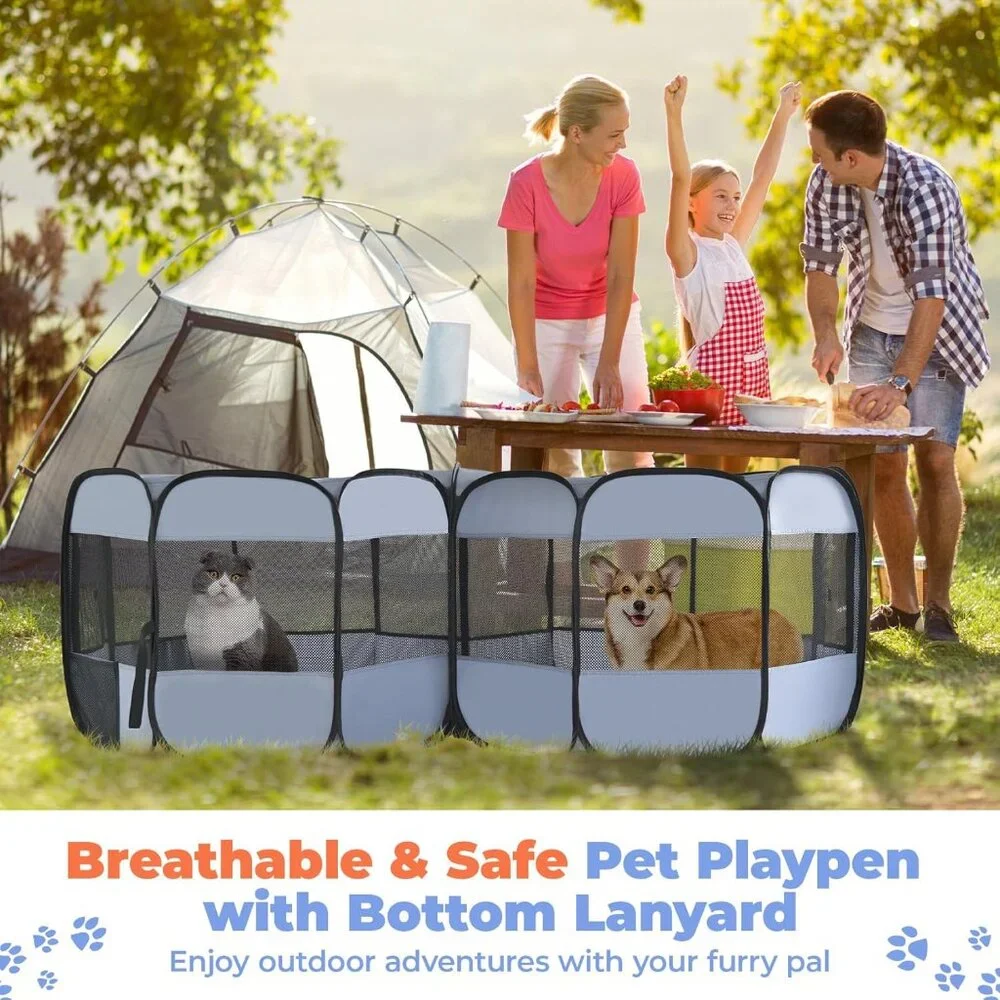 Foldable Indoor Outdoor Pop Up Playpen for Dogs & Cats - Easy Setup & Transport